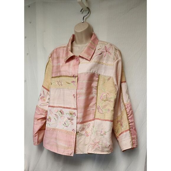 Indigo Moon Embroidery Tunic Top Sequin Beaded & Metallic Accents BOHO CHIC XL - Picture 5 of 7